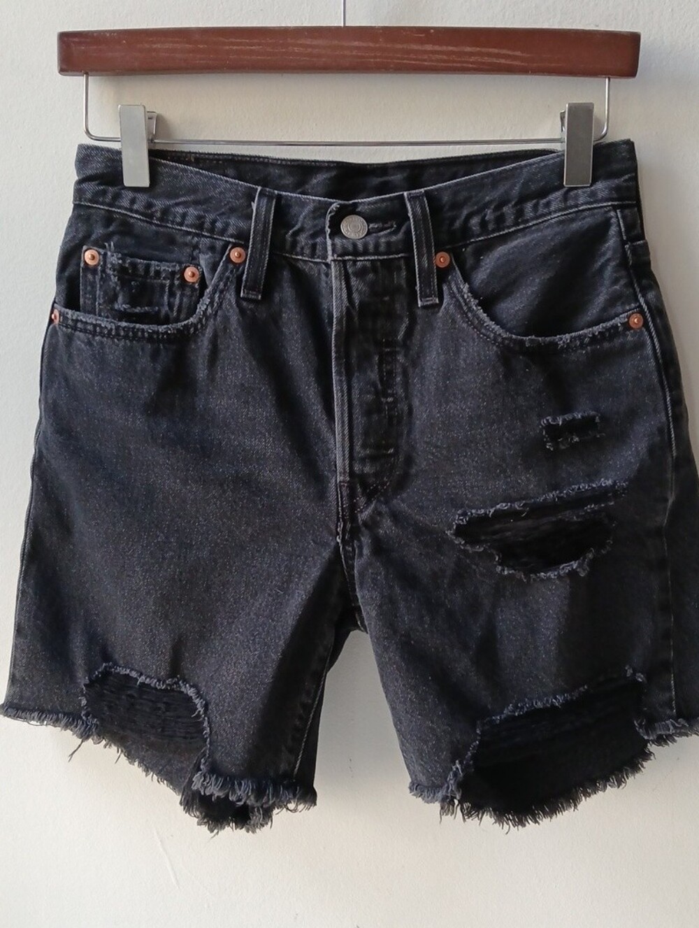 Levi's 501 Cut Off Distressed Jean Short Black Women's 26